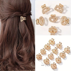 6pcs Geometric Hollow Small Hair Claw Clamps Hair Crab Clip Accessories