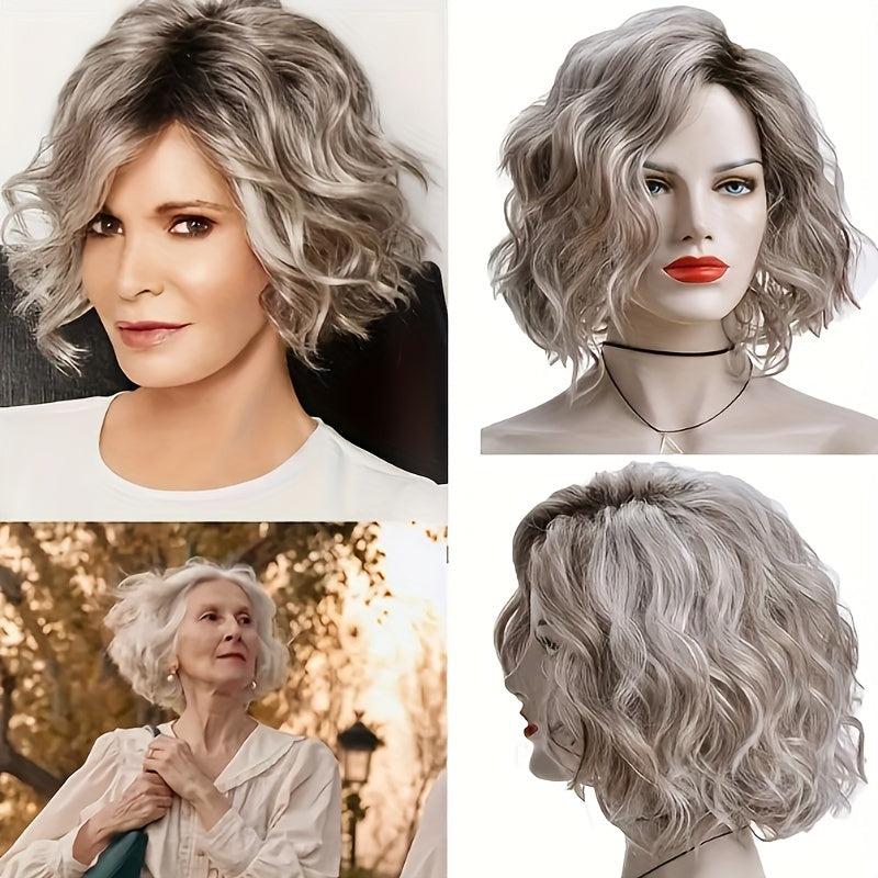 Short Small Curly Wig Natural Fluffy Synthetic Hair Women Daily Part