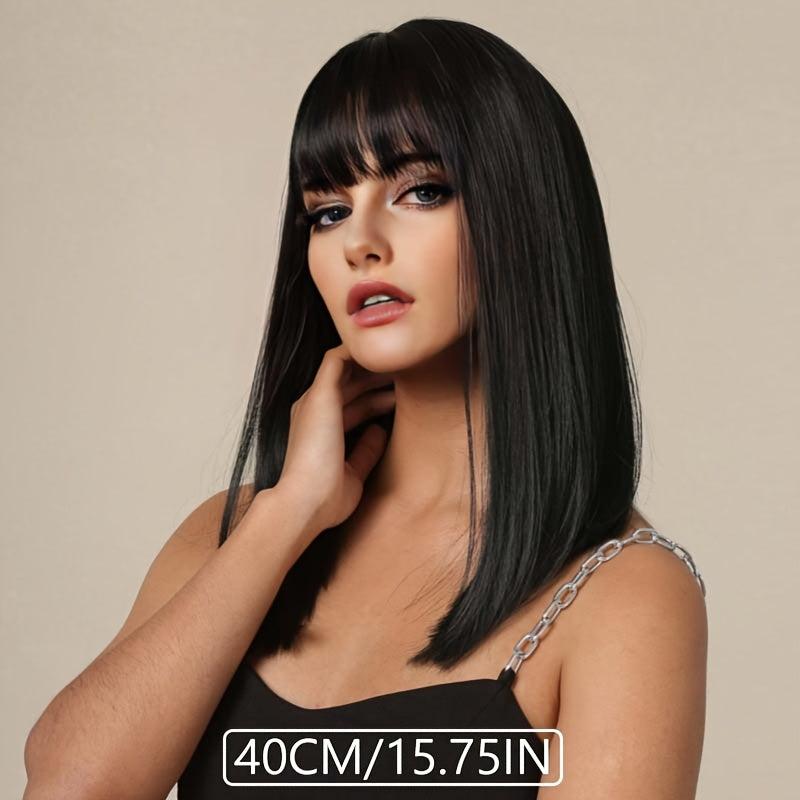 Natural Fluffy Short Wig with Straight Bang - Synthetic Fiber Wig