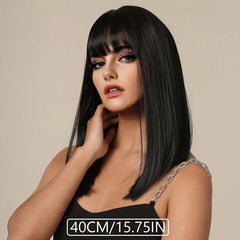 Natural Fluffy Short Wig with Straight Bang - Synthetic Fiber Wig