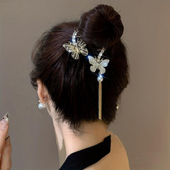 Zinc Alloy Butterfly Tassel Hair Clip Hair Accessories