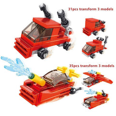 Car City Vehicle Bricks 31 Models Transformation Truck Helicopter Warship