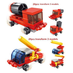 Car City Vehicle Bricks 31 Models Transformation Truck Helicopter Warship