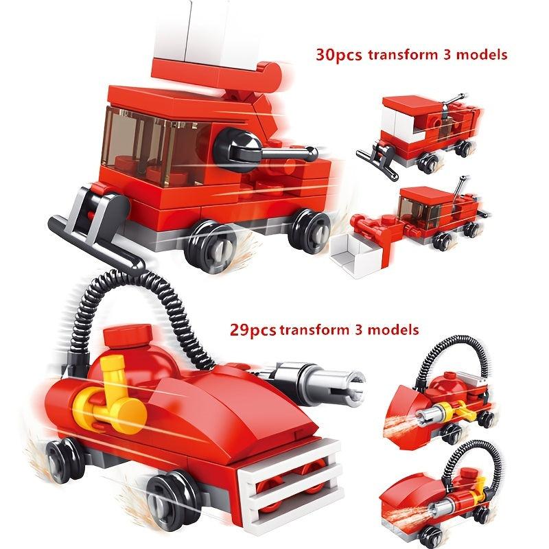 Car City Vehicle Bricks 31 Models Transformation Truck Helicopter Warship
