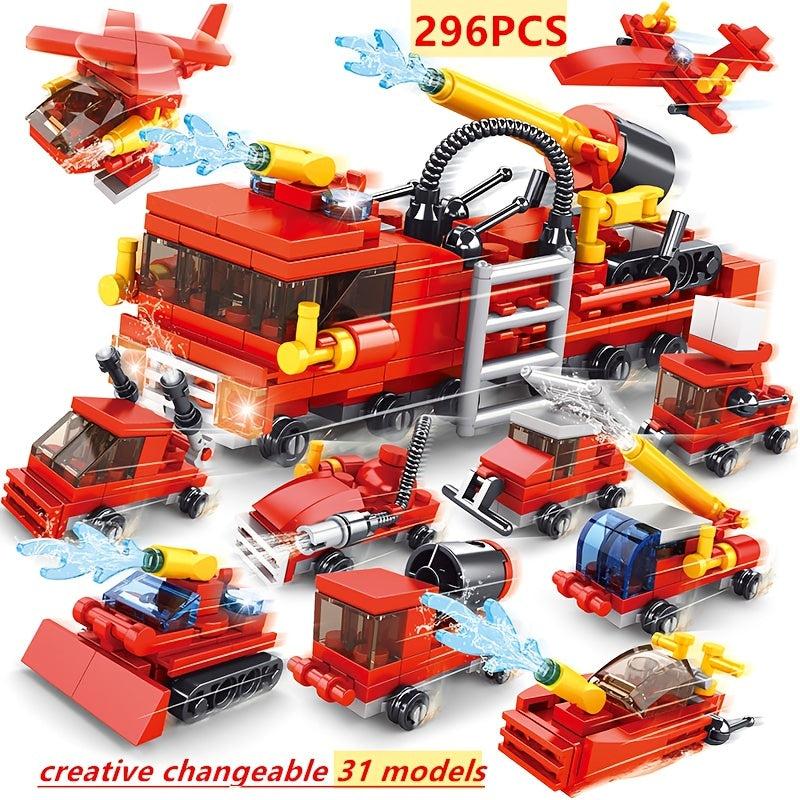 Car City Vehicle Bricks 31 Models Transformation Truck Helicopter Warship