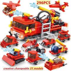 Car City Vehicle Bricks 31 Models Transformation Truck Helicopter Warship