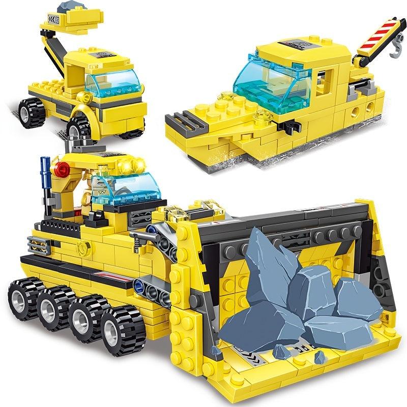 693pcs 8 IN 3 City Construction Truck Transformations Building Blocks for Boys