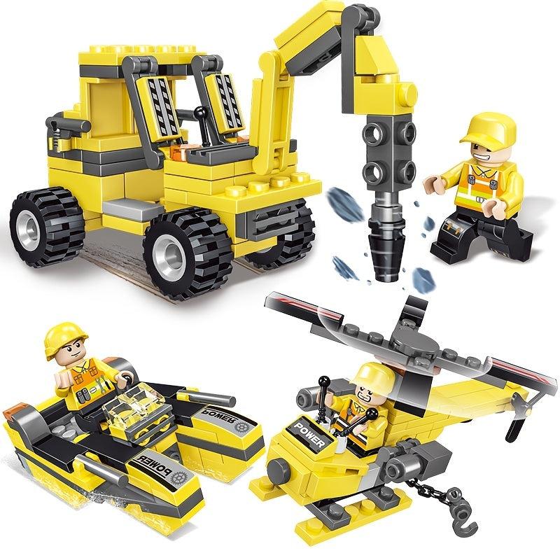 693pcs 8 IN 3 City Construction Truck Transformations Building Blocks for Boys