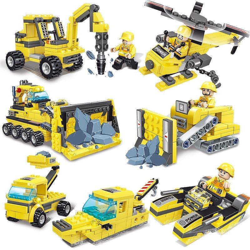 693pcs 8 IN 3 City Construction Truck Transformations Building Blocks for Boys