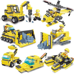 693pcs 8 IN 3 City Construction Truck Transformations Building Blocks for Boys