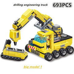 693pcs 8 IN 3 City Construction Truck Transformations Building Blocks for Boys