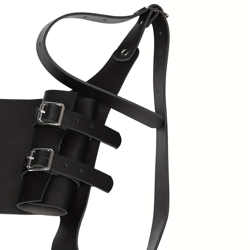 Brown Medieval Double Handle Weapon Carrier PU Leather Sword Sheath