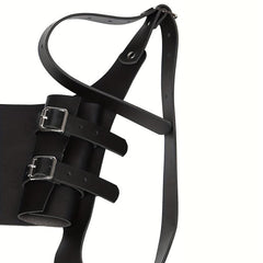 Brown Medieval Double Handle Weapon Carrier PU Leather Sword Sheath