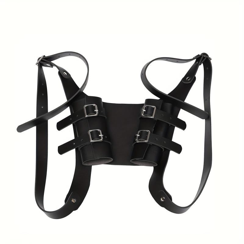 Brown Medieval Double Handle Weapon Carrier PU Leather Sword Sheath