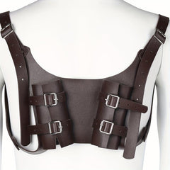 Brown Medieval Double Handle Weapon Carrier PU Leather Sword Sheath