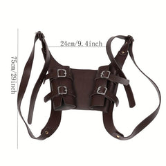 Brown Medieval Double Handle Weapon Carrier PU Leather Sword Sheath
