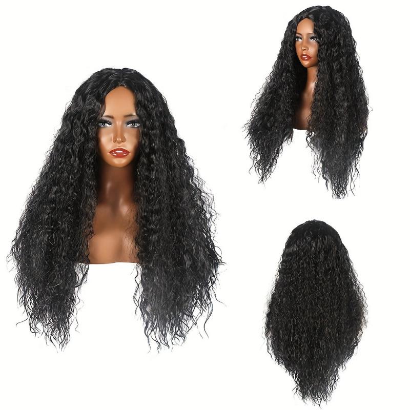 66 04cm 76 Long Small Curly Wig Natural Looking Fluffy Wig With Water Wave Bangs