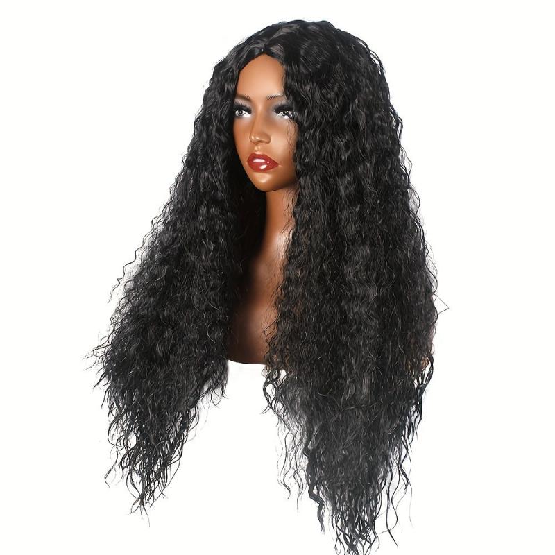 66 04cm 76 Long Small Curly Wig Natural Looking Fluffy Wig With Water Wave Bangs