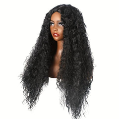 66 04cm 76 Long Small Curly Wig Natural Looking Fluffy Wig With Water Wave Bangs