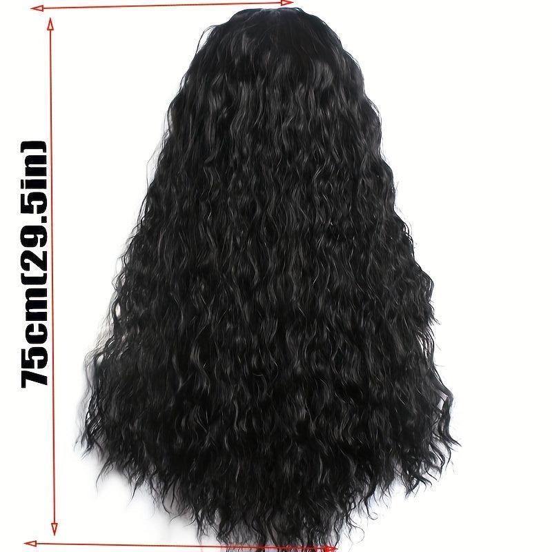 66 04cm 76 Long Small Curly Wig Natural Looking Fluffy Wig With Water Wave Bangs