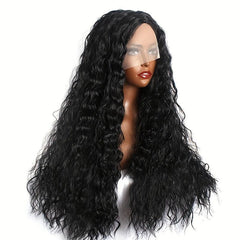 66 04cm 76 Long Small Curly Wig Natural Looking Fluffy Wig With Water Wave Bangs