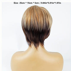 Short Bob Brown Gradient Wig with Bangs Layered Natural Fluffy Look