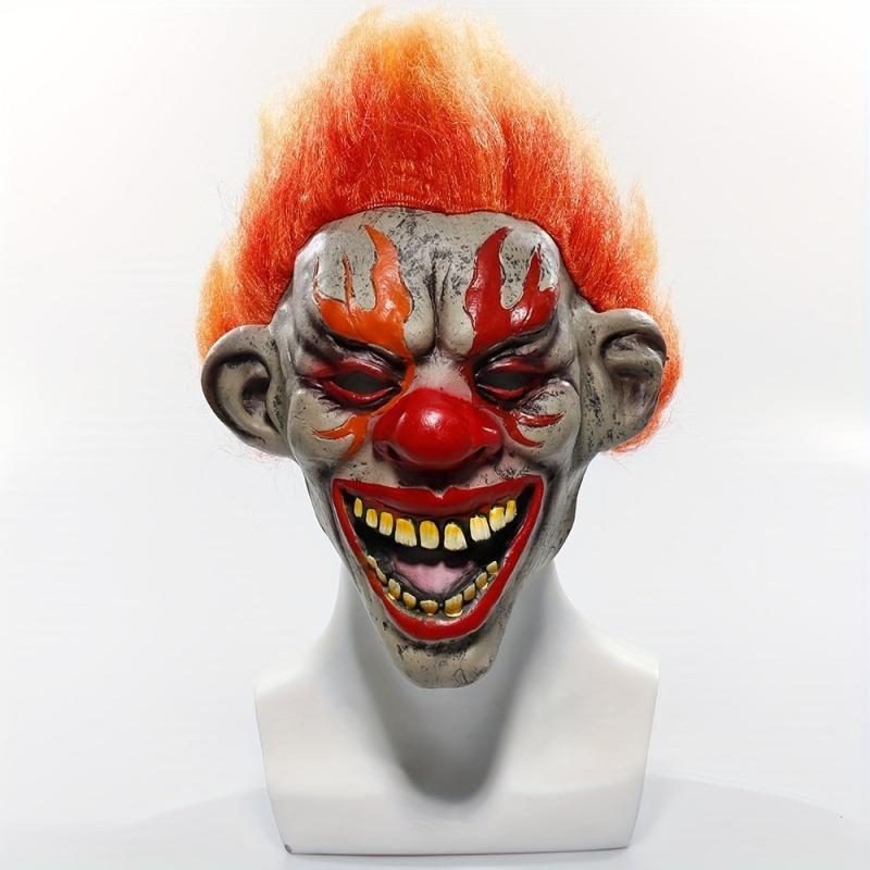 Men's Flame Clown Mask Latex Cosplay Scary Evil Demon Mask Carnival Masquerade
