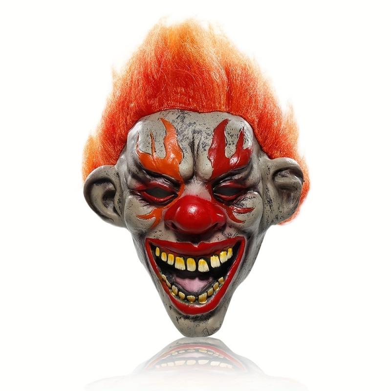 Men's Flame Clown Mask Latex Cosplay Scary Evil Demon Mask Carnival Masquerade