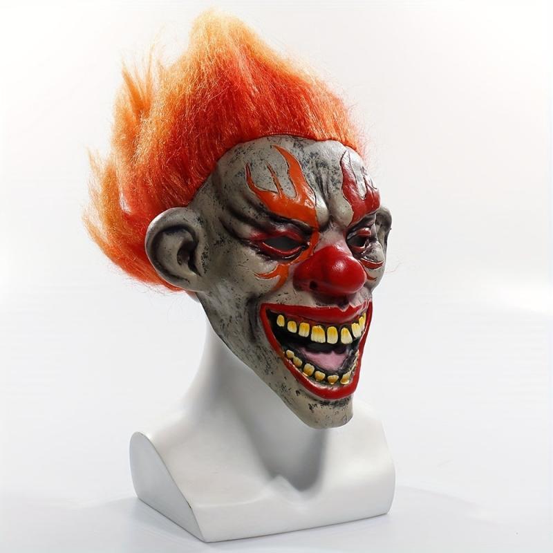 Men's Flame Clown Mask Latex Cosplay Scary Evil Demon Mask Carnival Masquerade