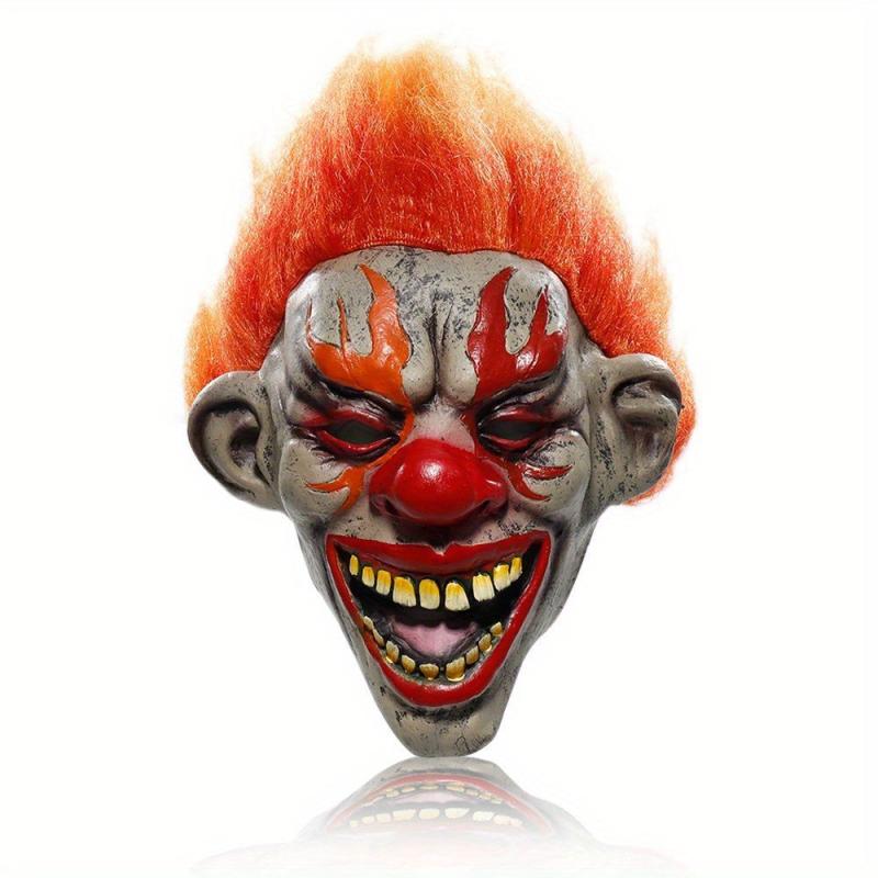 Men's Flame Clown Mask Latex Cosplay Scary Evil Demon Mask Carnival Masquerade
