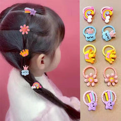 10pcs Flower Hair Rope Headwear Mixed Decorative Hair Accessories For Girls
