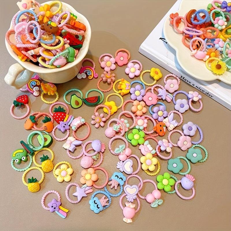 10pcs Flower Hair Rope Headwear Mixed Decorative Hair Accessories For Girls