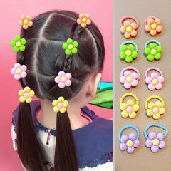 10pcs Flower Hair Rope Headwear Mixed Decorative Hair Accessories For Girls