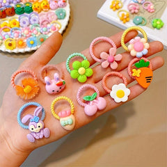 10pcs Flower Hair Rope Headwear Mixed Decorative Hair Accessories For Girls