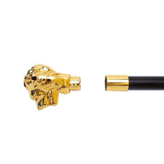 Golden Lion Head Handle Walking Stick 36.6in