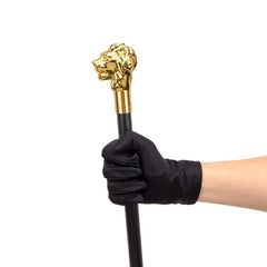 Golden Lion Head Handle Walking Stick 36.6in