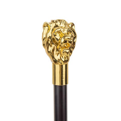 Golden Lion Head Handle Walking Stick 36.6in