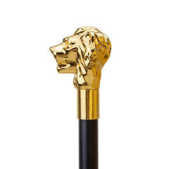 Golden Lion Head Handle Walking Stick 36.6in