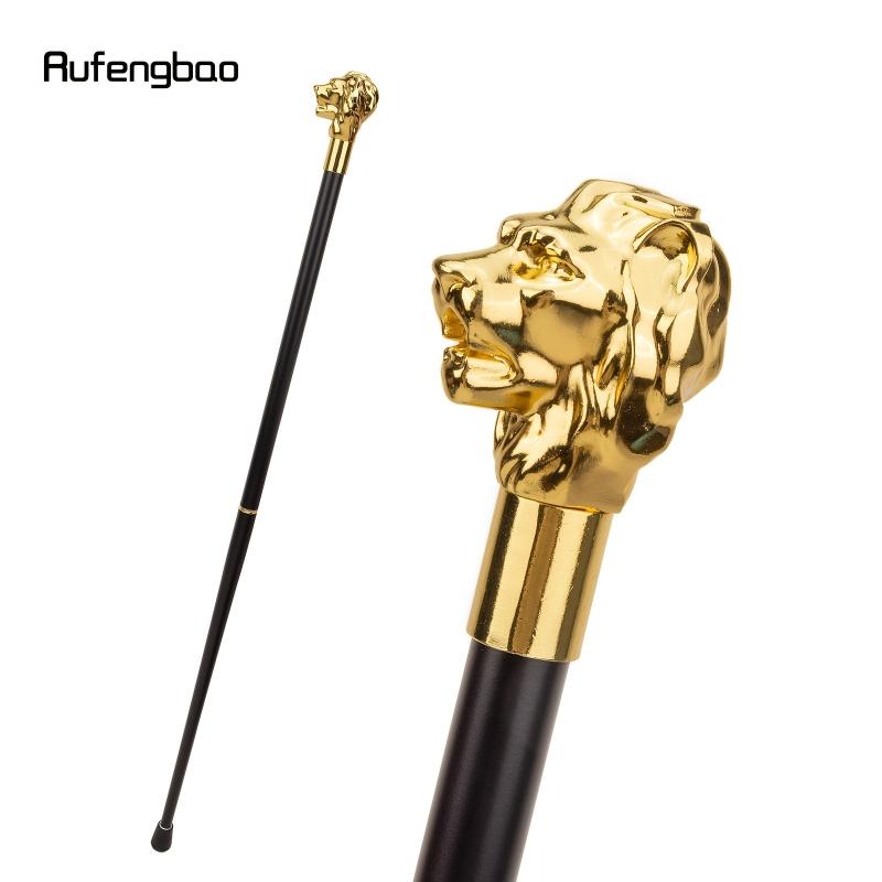 Golden Lion Head Handle Walking Stick 36.6in