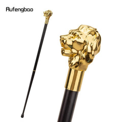 Golden Lion Head Handle Walking Stick 36.6in