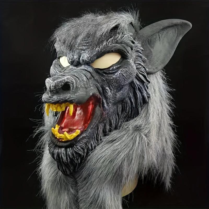 Men's Halloween Wolf Head Gloves Animal Mask Masquerade Funny Mask