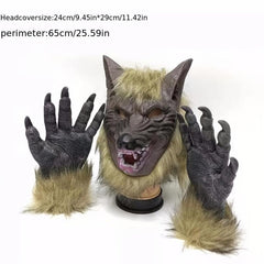 Men's Halloween Wolf Head Gloves Animal Mask Masquerade Funny Mask