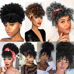 Afro Short Curly Hair With Bangs Bikini Synthetic Wig