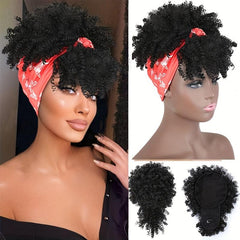 Afro Short Curly Hair With Bangs Bikini Synthetic Wig