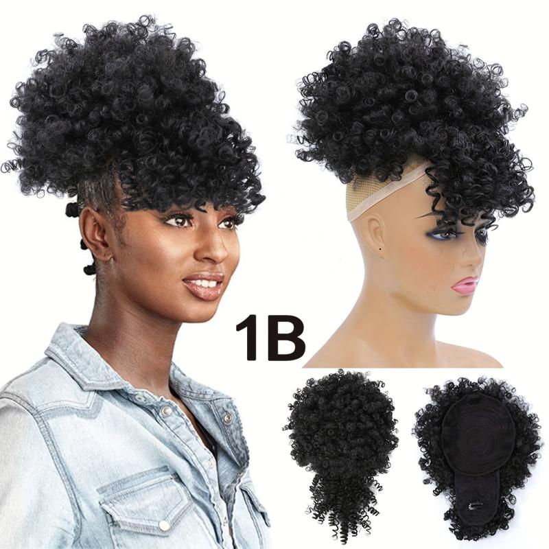 Afro Short Curly Hair With Bangs Bikini Synthetic Wig