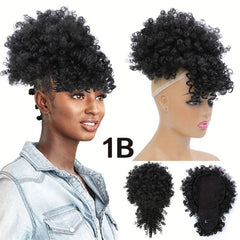 Afro Short Curly Hair With Bangs Bikini Synthetic Wig
