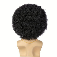 70s Costume Disco Set Afro Wig Glasses Necklace Beard Net