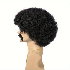 70s Costume Disco Set Afro Wig Glasses Necklace Beard Net