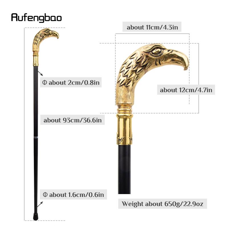 Golden Long Head Eagle Walking Stick Cosplay Cane Knob Crosier