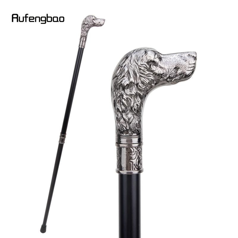 Sliver Loyal Dog Head Walking Cane Decorative Gentleman Cosplay Ca